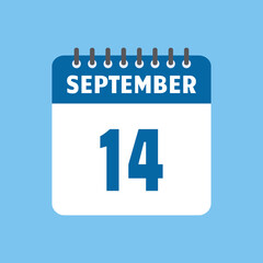 september 14 calendar icon Vector page month design