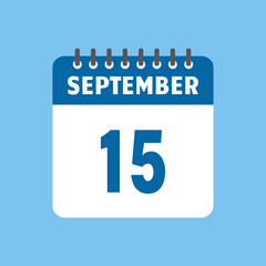 september 15 calendar icon Vector page month design