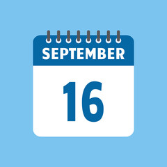 september 16 calendar icon Vector page month design