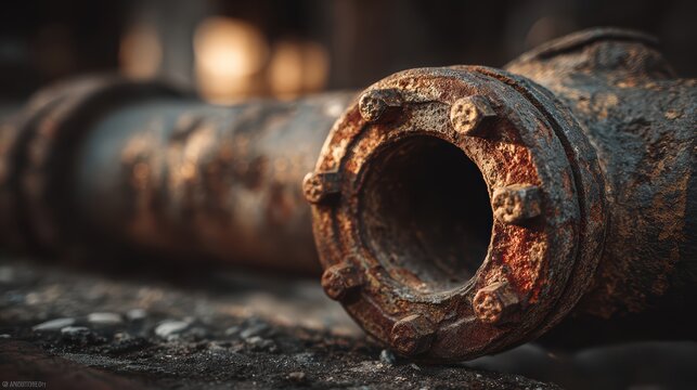 Rusty Industrial Pipe with Detailed Texture in Soft Lighting
