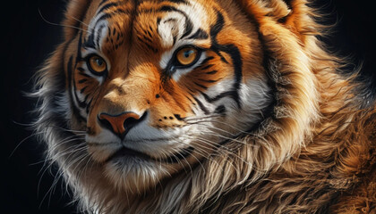 Fototapeta premium Close-up Portrait of a Majestic Tiger with Striking Amber Eyes