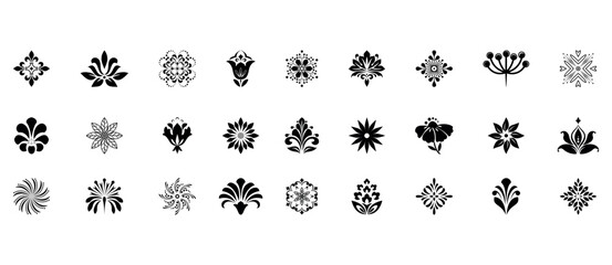 Flower icons set. Isolated elements for design. Vector graphics.