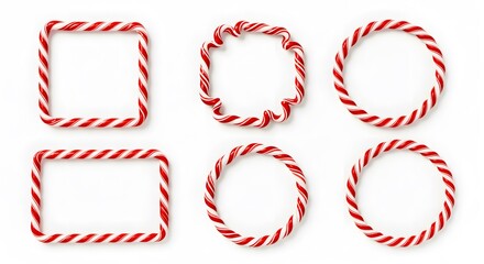 Set of Six Christmas Themed Candy Cane Frame Shapes Perfect for Holiday Decorations