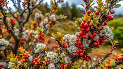 Obraz premium Saccharomyces eubayanus on Barberry Bushes in Andean Patagonian Forest Argentina