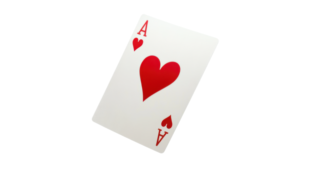 The image displays the Ace of Hearts, a playing card from a standard 52-card deck on white background - Powered by Adobe