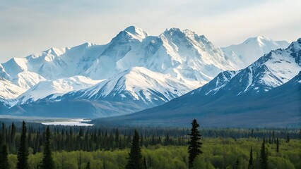 Fototapeta premium Alaska mountain range wilderness nature landscape snowy mountains wallpaper
