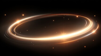 Ethereal glowing circular rings with light particles in dark space, creating a mesmerizing cosmic effect.