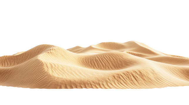 mounds or ridges of sand formed by wind action, commonly found in deserts and coastal areas on white background 