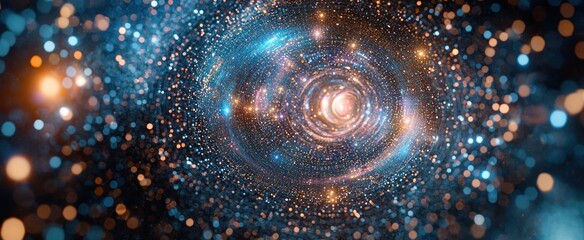 Metaverse. Abstract image of a virtual reality in the form of a starry sky or space, consisting of points, lines,