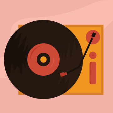 Poster Displays a record player with a vinyl on it.