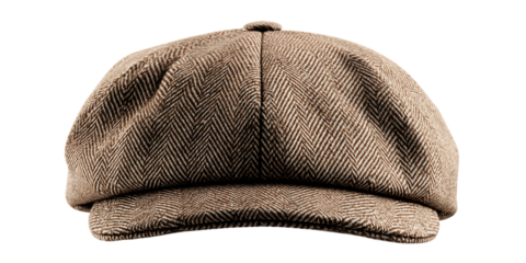 Brown Newsboy Cap on Transparent Background, PNG