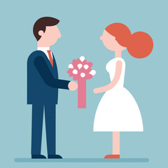 Elegant couple exchanging vows wedding invitation design