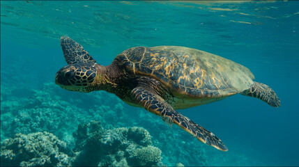Fototapeta premium turtle swimming in the sea