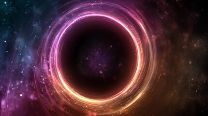 Experience the mesmerizing dance of cosmic lights swirling around a mysterious black hole. Perfect for science, astronomy, or any project needing an ethereal touch. - Powered by Adobe