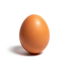 Single brown egg, unbroken, isolated on clean white background