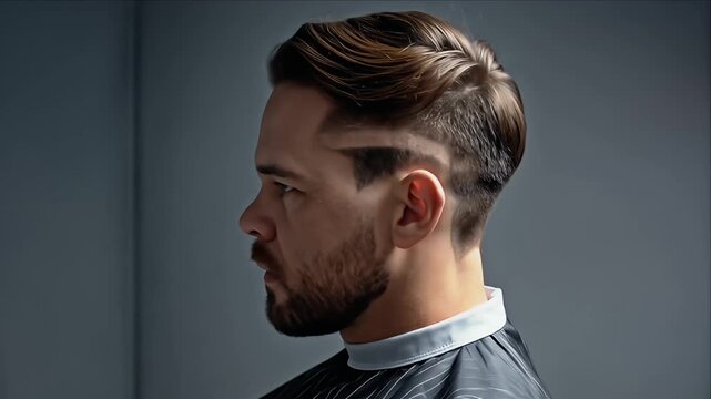 Modern haircut back view portrait