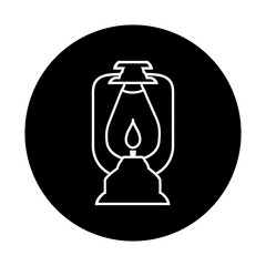 black and white illustration of lamp icon