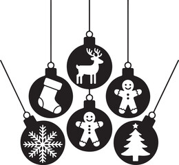 Christmas holiday black icon bundle silhouette vector illustration set
