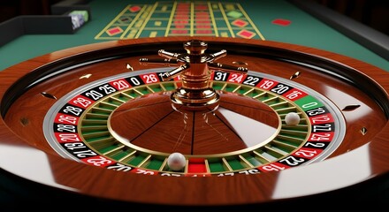 Roulette Game on a Table, Luxurious Location, Gaming Environment, Close-Up Viewpoint, Risk and Reward Concept