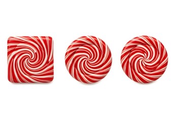 A Whimsical Collection of Swirled Candy Treats in Vibrant Red and White Patterns