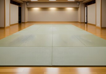 Tatami Mat in Empty Martial Arts Dojo with Natural Light