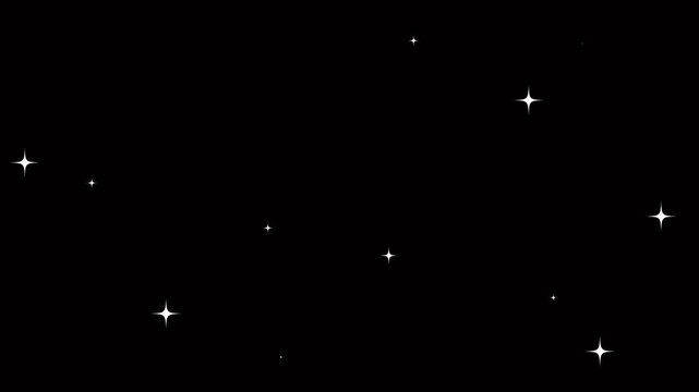 Stars blinking sparkle animation on black background. Twinkle light glitter stars sparkling. Pulsing stars- twinkling starry night sky. Twinkle stars light animation. Twinkle light stars sparkle.