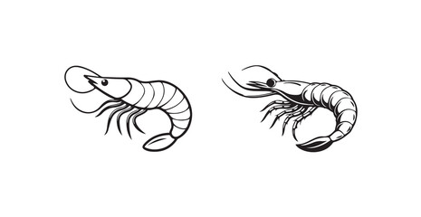 Shrimp silhouette vector, shrimp black silhouette vector on white background, vector illustration eps 10.