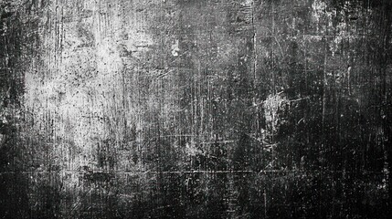Obraz premium A black and white photograph of a textured wall with a few white spots and scratches, featuring a mix of dark and light grey tones.