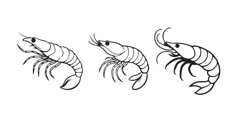 Shrimp fish vector, shrimp silhouette sea animal symbol,  Isolated on white background, vector illustration eps 10.
