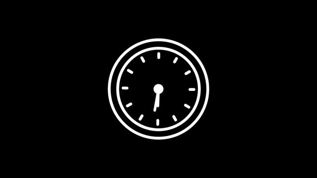 4K Animated Alarm Clock, Time, Bell and Stopwatch Line Icon &ndash; Modern Transparent Background Motion Graphic.