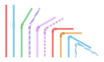 Collection of Colorful Plastic Drinking Straws with Different Designs