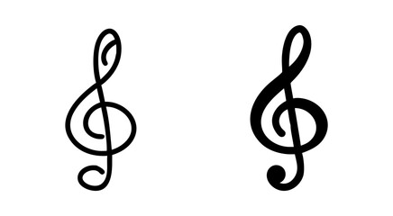 Fototapeta premium Set of treble clef music outline silhouette vector illustration design