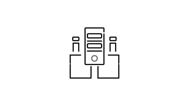 4K Animated Data Storage Black Line Icon on Transparent Background &ndash; Modern Technology Motion Graphic.