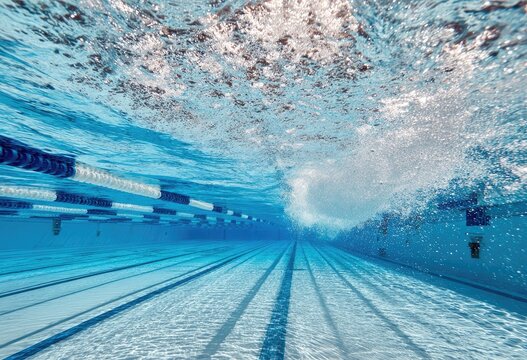 Underwater view of a swimming pool