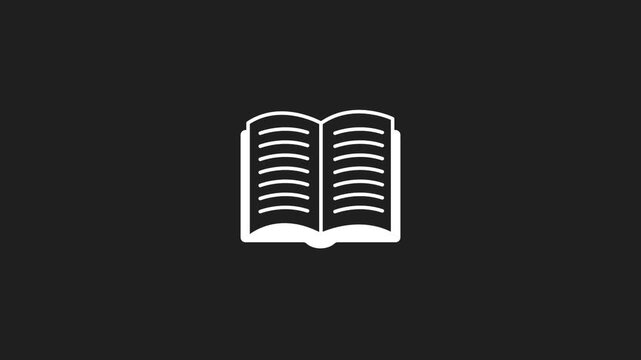4K Animated Outline Book Icon &ndash; Minimalist Education, Learning, Reading Symbol for Digital Projects.