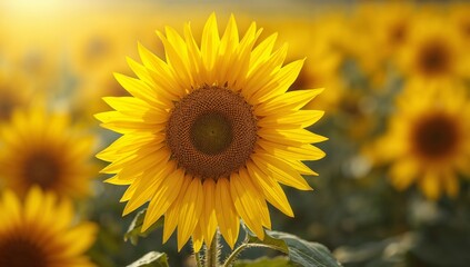 Fototapeta premium Sunny Delight: A Sunflower in Full Bloom