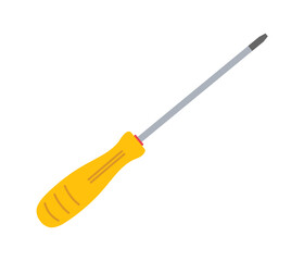 Screwdriver with yellow handle on a white background ideal for various repair tasks