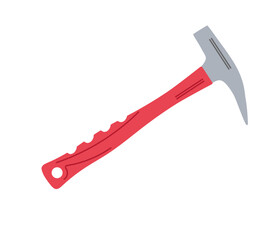 Hammer with red handle used for construction or DIY projects at various locations