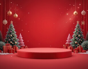 Festive Christmas Stage with Decorations