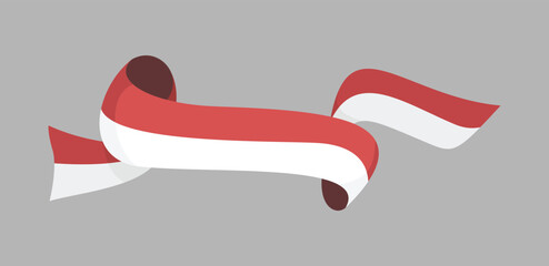 Abstract curved ribbon of Indonesia flag in vector design, perfect for independence day celebration, patriotic art, and decoration