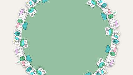 街並みのイラスト　中央に配置バージョン