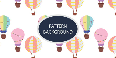 watercolor cute air balloon pattern background. 