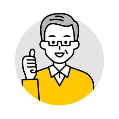 年配の男性のアイコン（グッド）