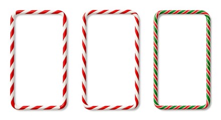 Festively Designed Frames Ready for Holiday Photos Featuring Classic Candy Cane Colors