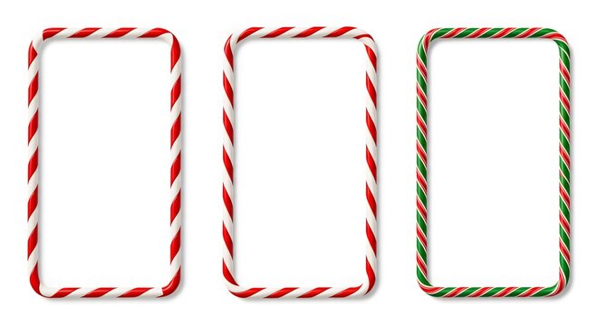 Festively Designed Frames Ready for Holiday Photos Featuring Classic Candy Cane Colors