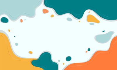 Abstract Background with Wavy Shapes and Dots in Blue, Orange, and Yellow