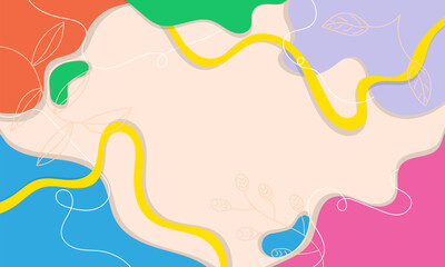 Abstract Colorful Background with Curved Lines and Leaf Motifs