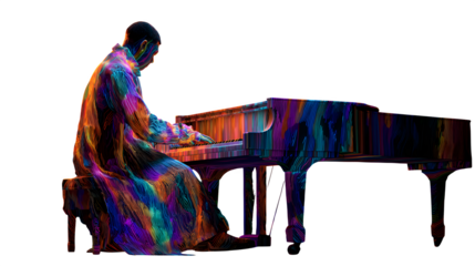 Colorful Piano Player, isolated on transparent background