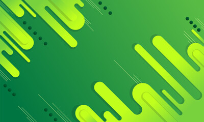Green and Yellow Abstract Geometric Background with Rounded Shapes and Lines