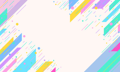 Abstract Geometric Pattern with Colorful Stripes and Circles on a White Background